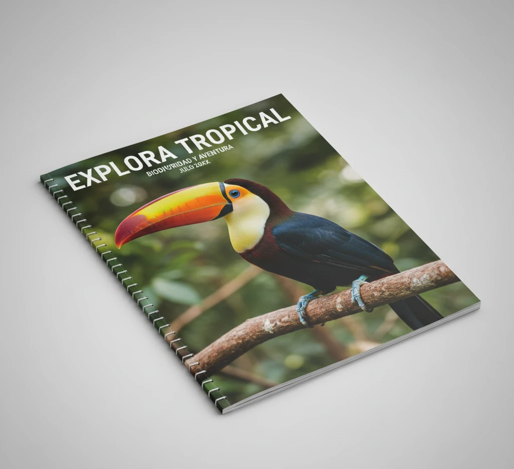 Revista con encuadernación cosida tapa blanda